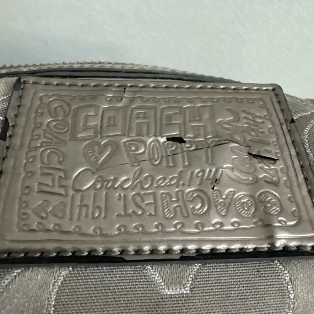 Coach Poppy Metallic Silver & Gold Signature C Crossbody Bag Authentic PROJECT